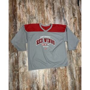 Vintage 90's Detroit Red Wings CCM NHL Hockey Jersey Size XL Gray Red
